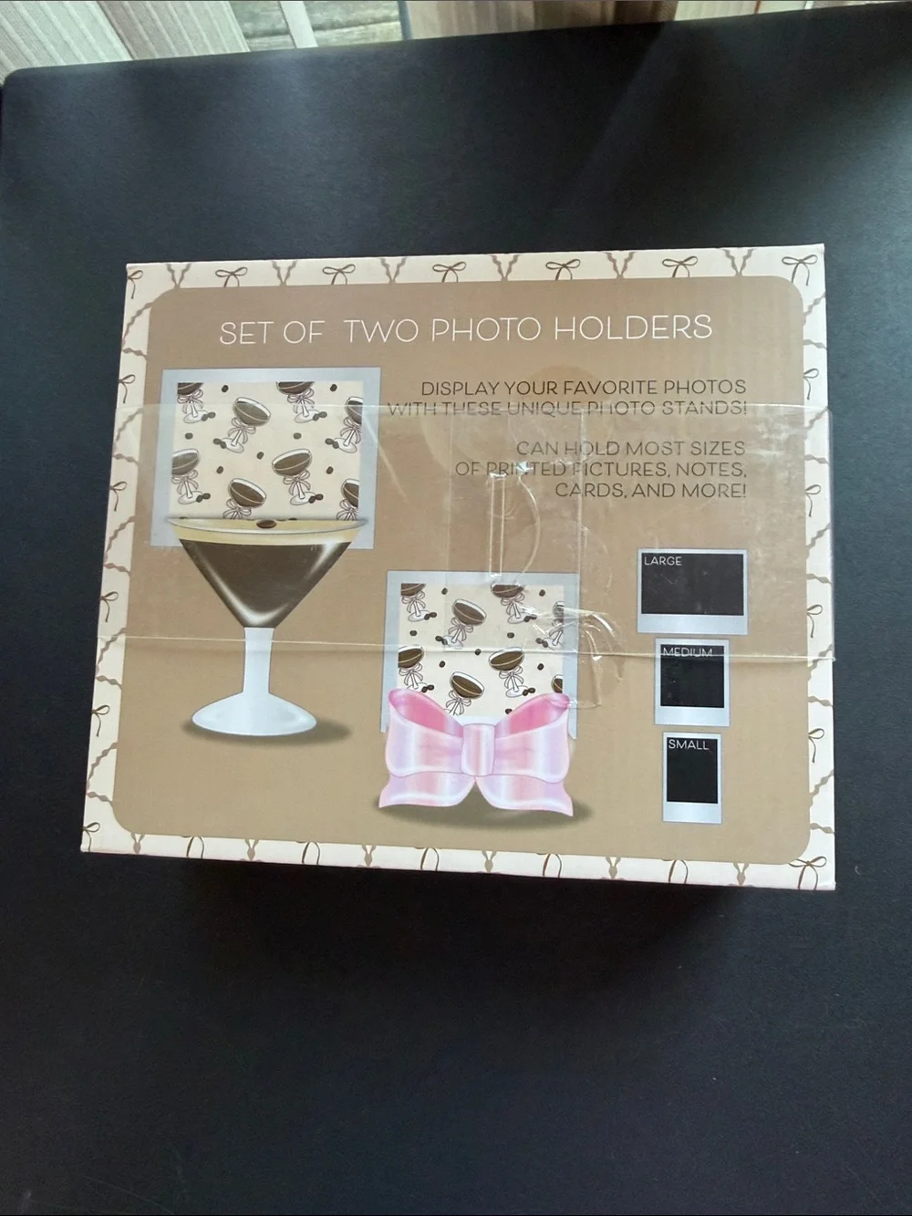 Mellow & Mod Espresso Martini & Bow Photo Holders Picture Frame Gift Set